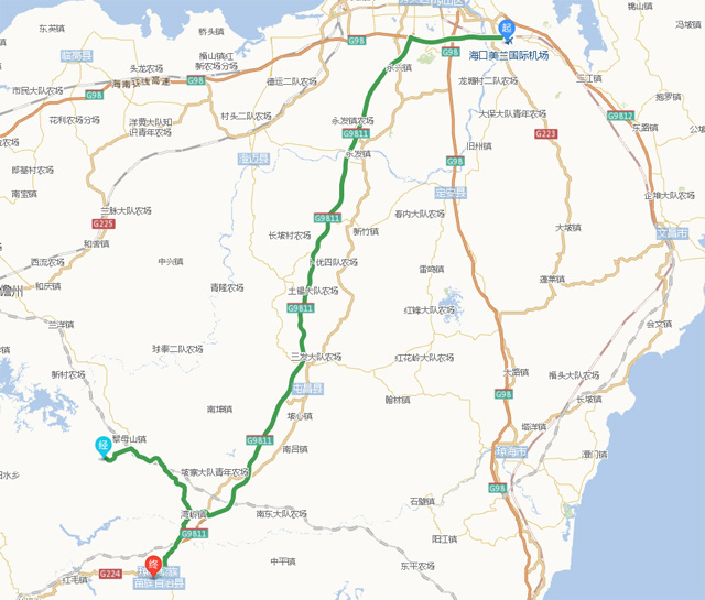 ?诿捞m機(jī)場(chǎng)至瓊中城際巴士乘車地點(diǎn)及時(shí)間